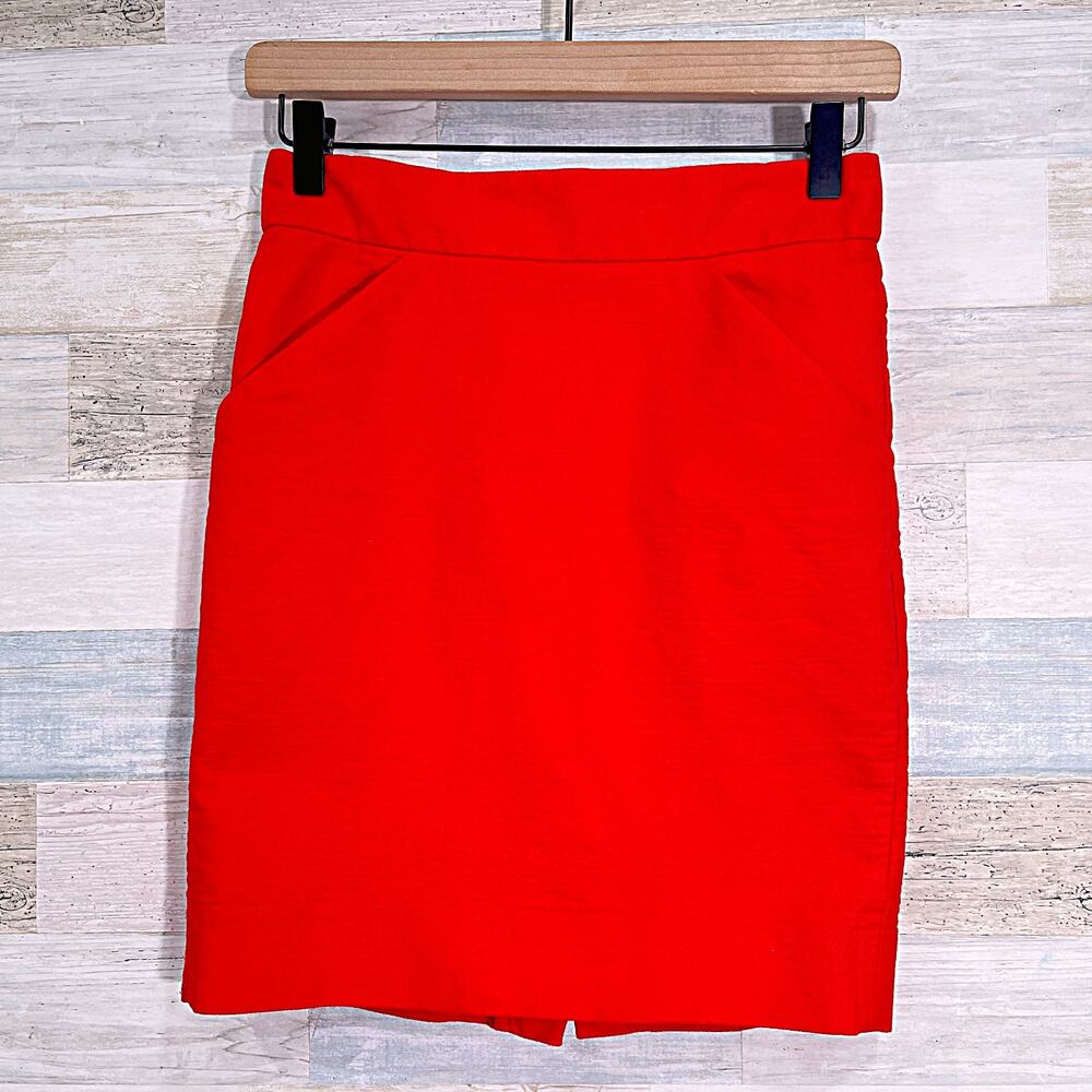 J. Crew Bright Orange/Red Pencil Skirt